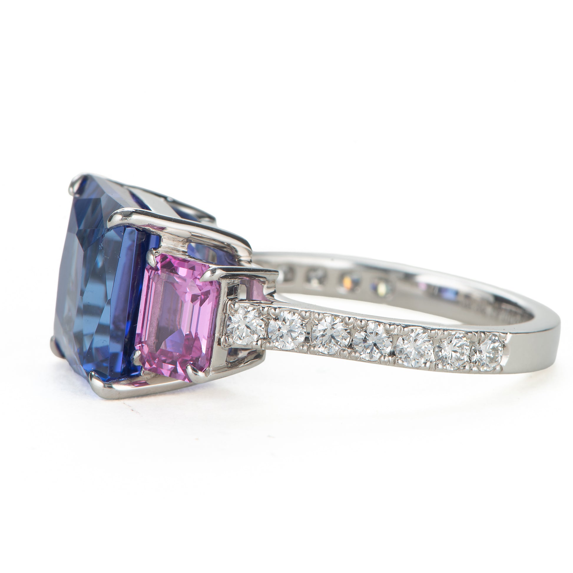 6ct タンザナイトｘピンクサファイアxダイヤモンドプラチナ製リング T:6.00ct PS:1.62 D:0.41ct Pt950