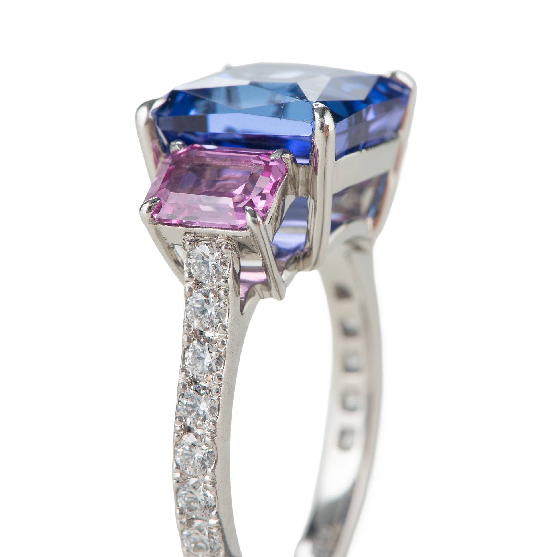 6ct タンザナイトｘピンクサファイアxダイヤモンドプラチナ製リング T:6.00ct PS:1.62 D:0.41ct Pt950