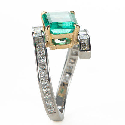 2.61ct コロンビア産エメラルドxダイヤモンド プラチナ製リング E:2.61ct D:1.10ct Pt950/K18YG GIA