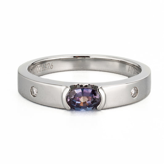 ZUISHO｜Pt950 GIA鑑別付 ブラジル産 アレキサンドライト 0.32ct ダイヤモンド0.03ct プラチナ製リング GIAレポート付き