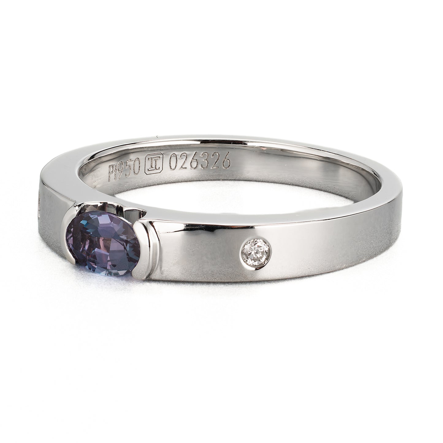ZUISHO｜Pt950 GIA鑑別付 ブラジル産 アレキサンドライト 0.32ct ダイヤモンド0.03ct プラチナ製リング GIAレポート付き