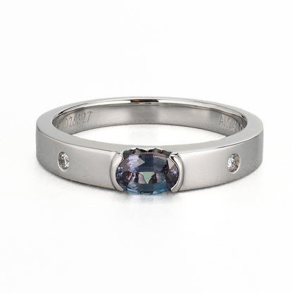 ZUISHO｜Pt950 GIA鑑別付 ブラジル産 アレキサンドライト 0.34ct ダイヤモンド0.02ct プラチナ製リング GIAレポート付き