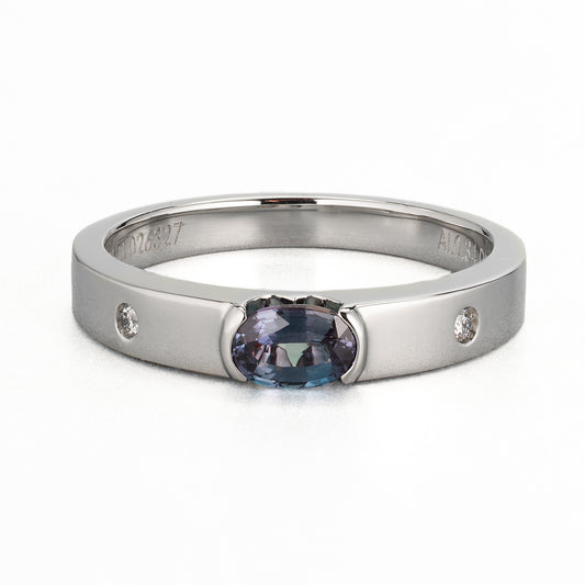 ZUISHO｜Pt950 GIA鑑別付 ブラジル産 アレキサンドライト 0.34ct ダイヤモンド0.02ct プラチナ製リング GIAレポート付き