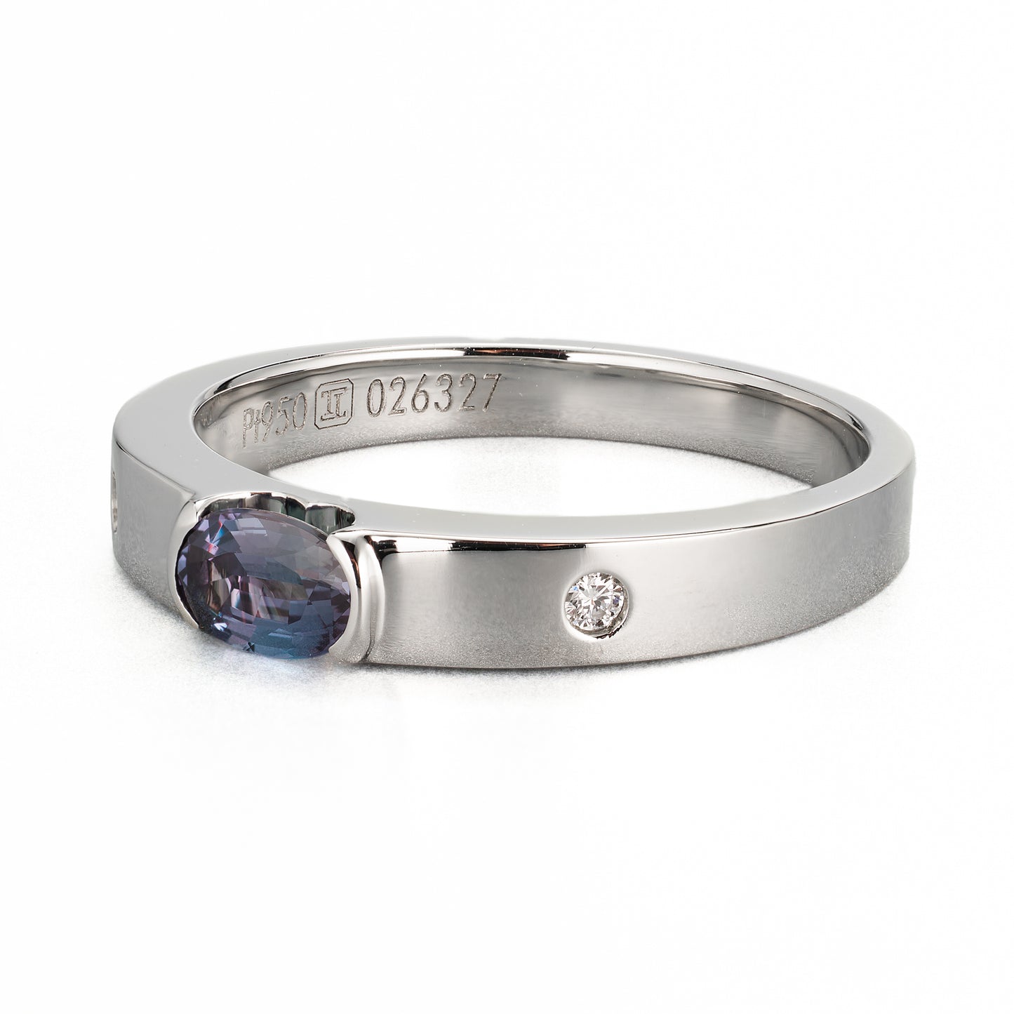 ZUISHO｜Pt950 GIA鑑別付 ブラジル産 アレキサンドライト 0.34ct ダイヤモンド0.02ct プラチナ製リング GIAレポート付き