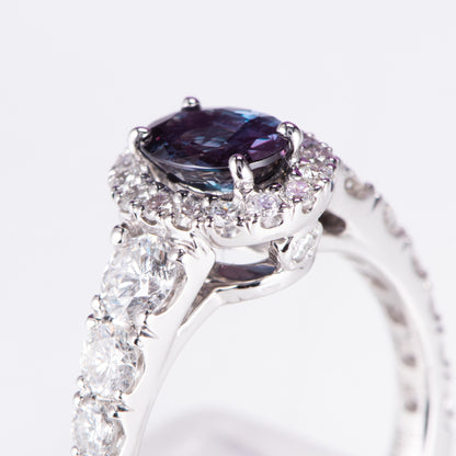 0.88ct アレキサンドライトダイヤモンドリング Al 0.88ct D1.19ct Pt950 プラチナ製