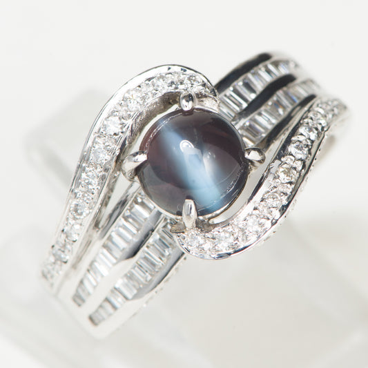 1.61ct アレキサンドライトキャッツアイｘダイヤモンドリング Al 1.61ct D1.19ct Pt900 プラチナ製