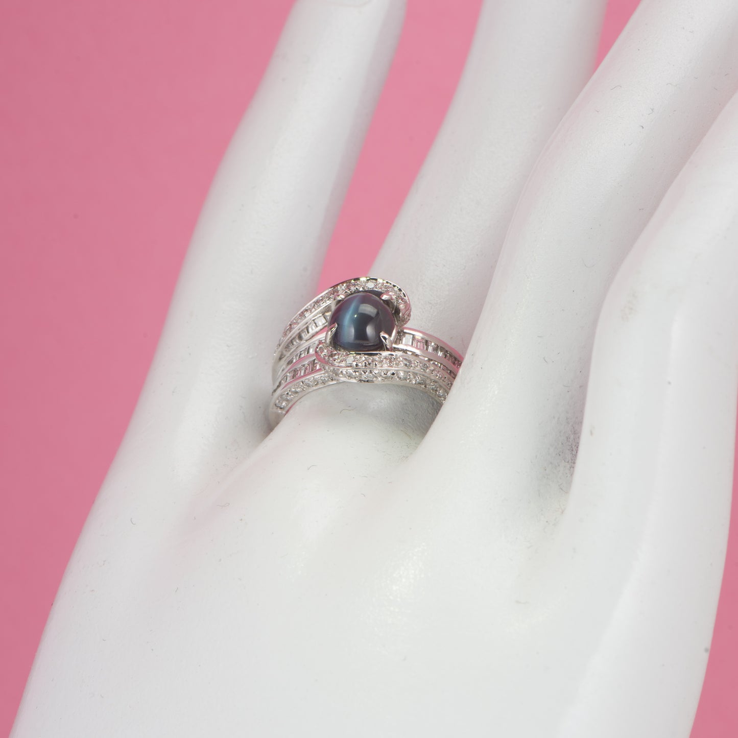 1.61ct アレキサンドライトキャッツアイｘダイヤモンドリング Al 1.61ct D1.19ct Pt900 プラチナ製