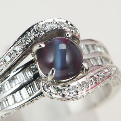 1.61ct アレキサンドライトキャッツアイｘダイヤモンドリング Al 1.61ct D1.19ct Pt900 プラチナ製