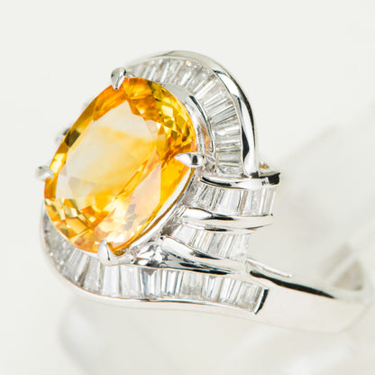 イエローサファイアxダイヤモンド　プラチナ製リング YS: 4.07ct D: 0.86ct Pt900