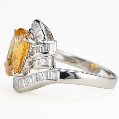 4カラットイエローサファイアプラチナ製ダイヤモンドリング　Pt900