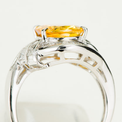 イエローサファイアxダイヤモンド　プラチナ製リング YS: 4.07ct D: 0.86ct Pt900