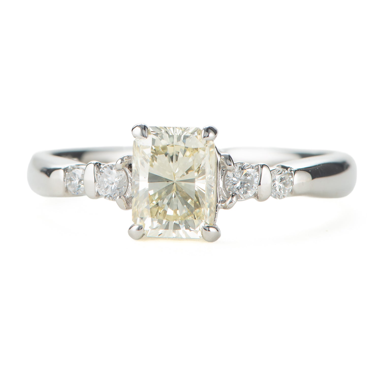 ライトイエローダイヤモンドダイヤモンド プラチナリング D: 1.021ct D: 0.11ct Light yellow VS2 Pt900 CGL