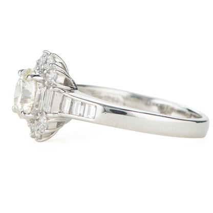 1ct ラウンドカットダイヤモンド取り巻きプラチナ製リング(1.005ct M SI2 1.005/0.63 CGL)中宝研