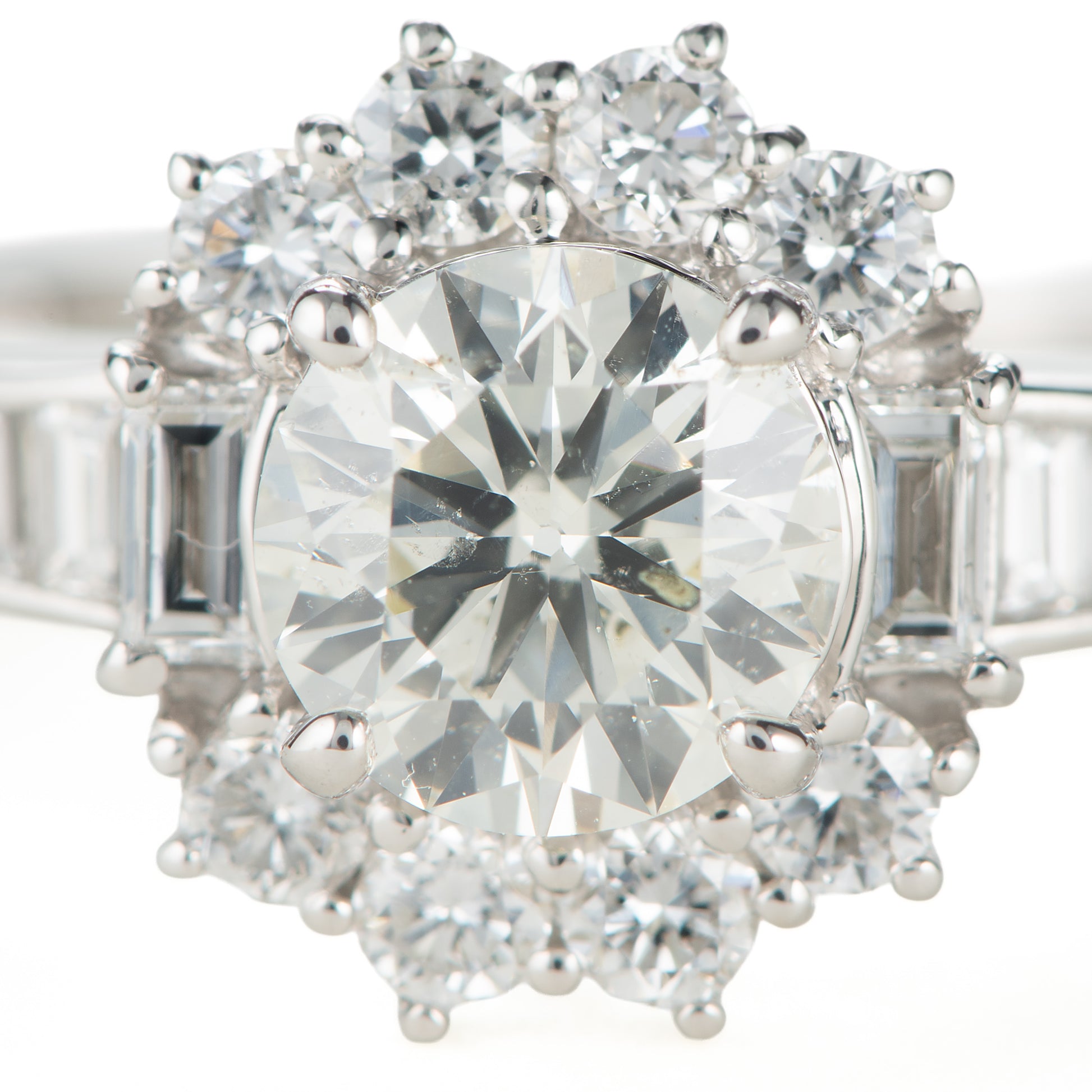 1ct ラウンドカットダイヤモンド取り巻きプラチナ製リング(1.005ct M SI2 1.005/0.63 CGL)中宝研