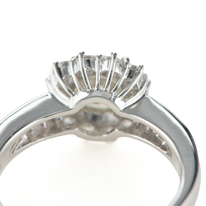 1ct ラウンドカットダイヤモンド取り巻きプラチナ製リング(1.005ct M SI2 1.005/0.63 CGL)中宝研