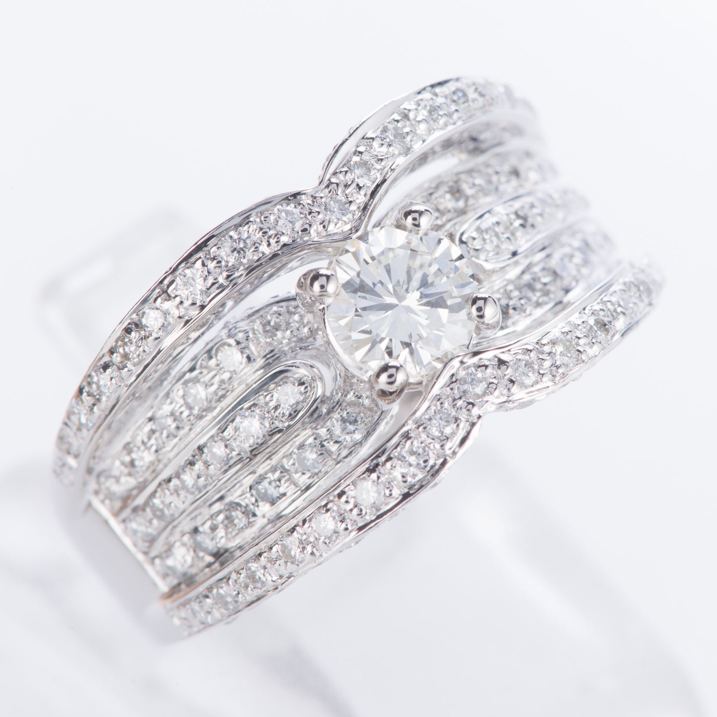 パヴェ ダイヤモンド プラチナリング 1.11twct (D: 0.503ct D: 0.61ct) Pt900 CGL