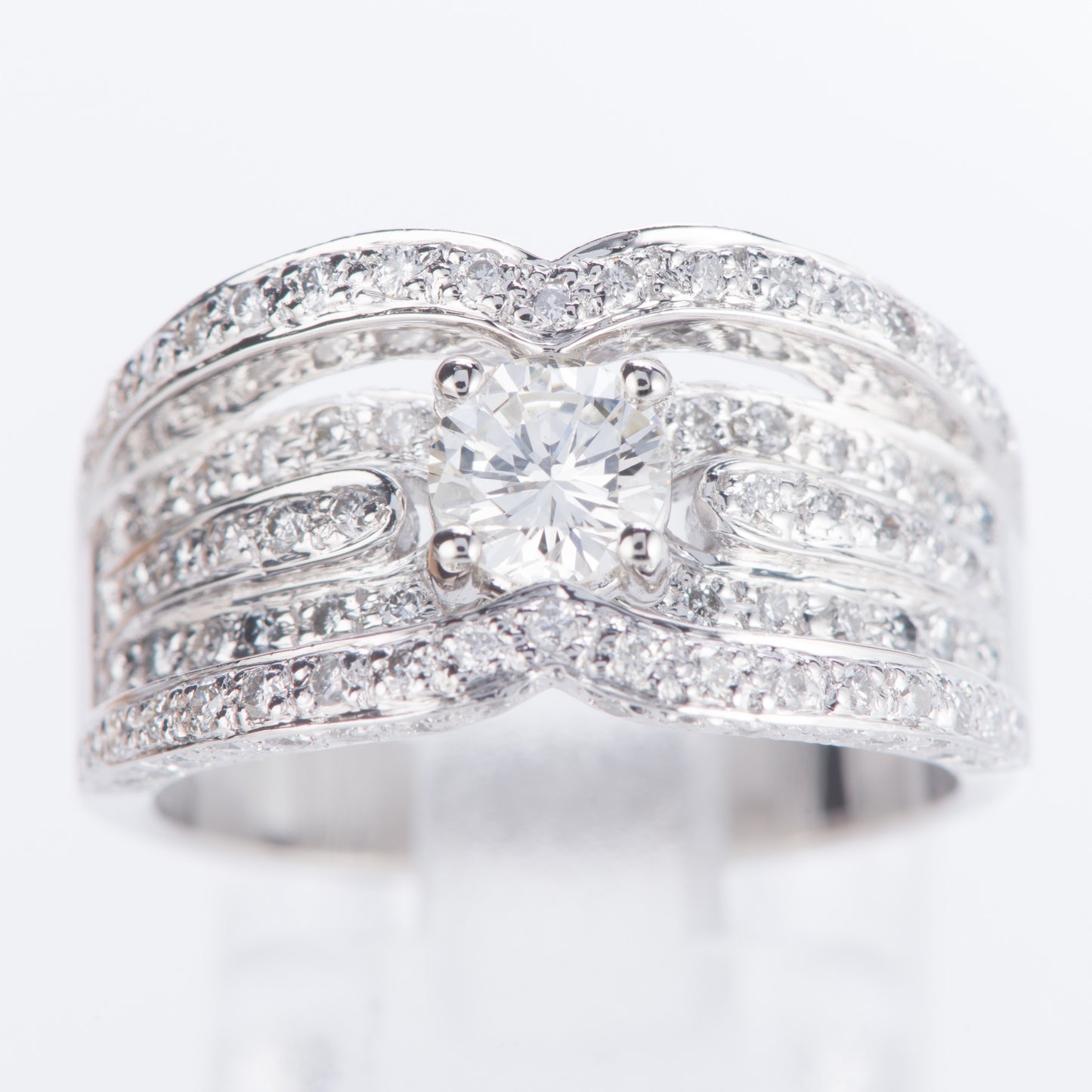 パヴェ ダイヤモンド プラチナリング 1.11twct (D: 0.503ct D: 0.61ct) Pt900 CGL