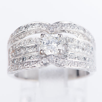 パヴェ ダイヤモンド プラチナリング 1.11twct (D: 0.503ct D: 0.61ct) Pt900 CGL