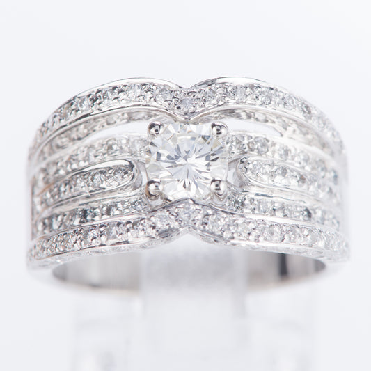 パヴェ ダイヤモンド プラチナリング 1.11twct (D: 0.503ct D: 0.61ct) Pt900 CGL