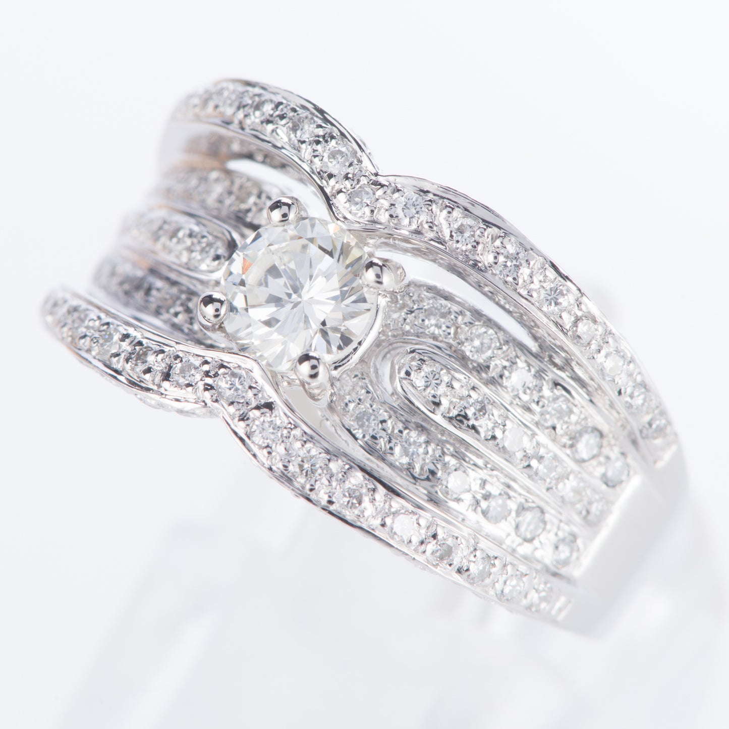 パヴェ ダイヤモンド プラチナリング 1.11twct (D: 0.503ct D: 0.61ct) Pt900 CGL