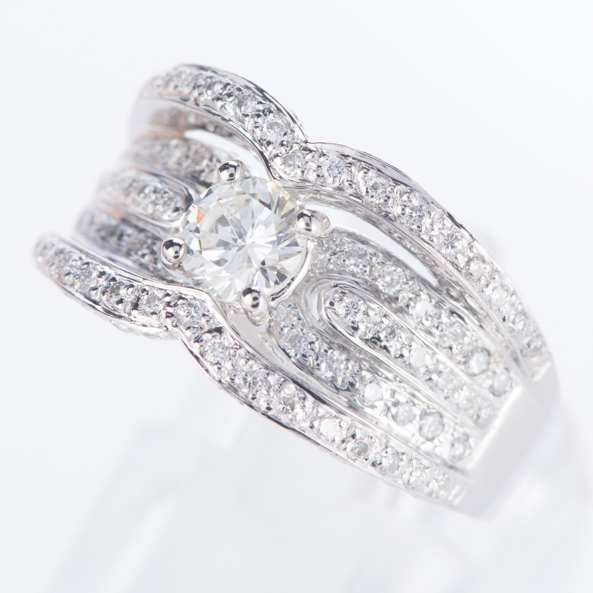 パヴェ ダイヤモンド プラチナリング 1.11twct (D: 0.503ct D: 0.61ct) Pt900 CGL