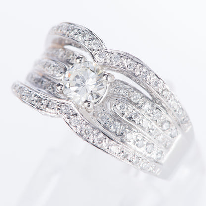 パヴェ ダイヤモンド プラチナリング 1.11twct (D: 0.503ct D: 0.61ct) Pt900 CGL