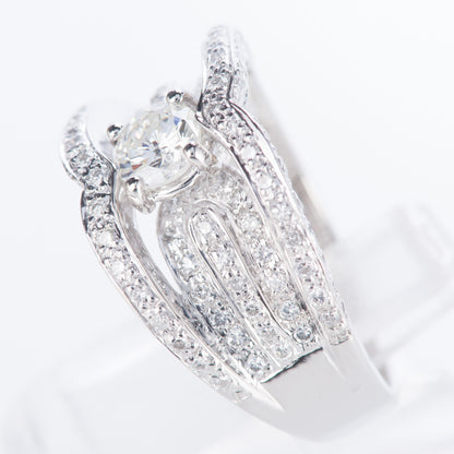 パヴェ ダイヤモンド プラチナリング 1.11twct (D: 0.503ct D: 0.61ct) Pt900 CGL