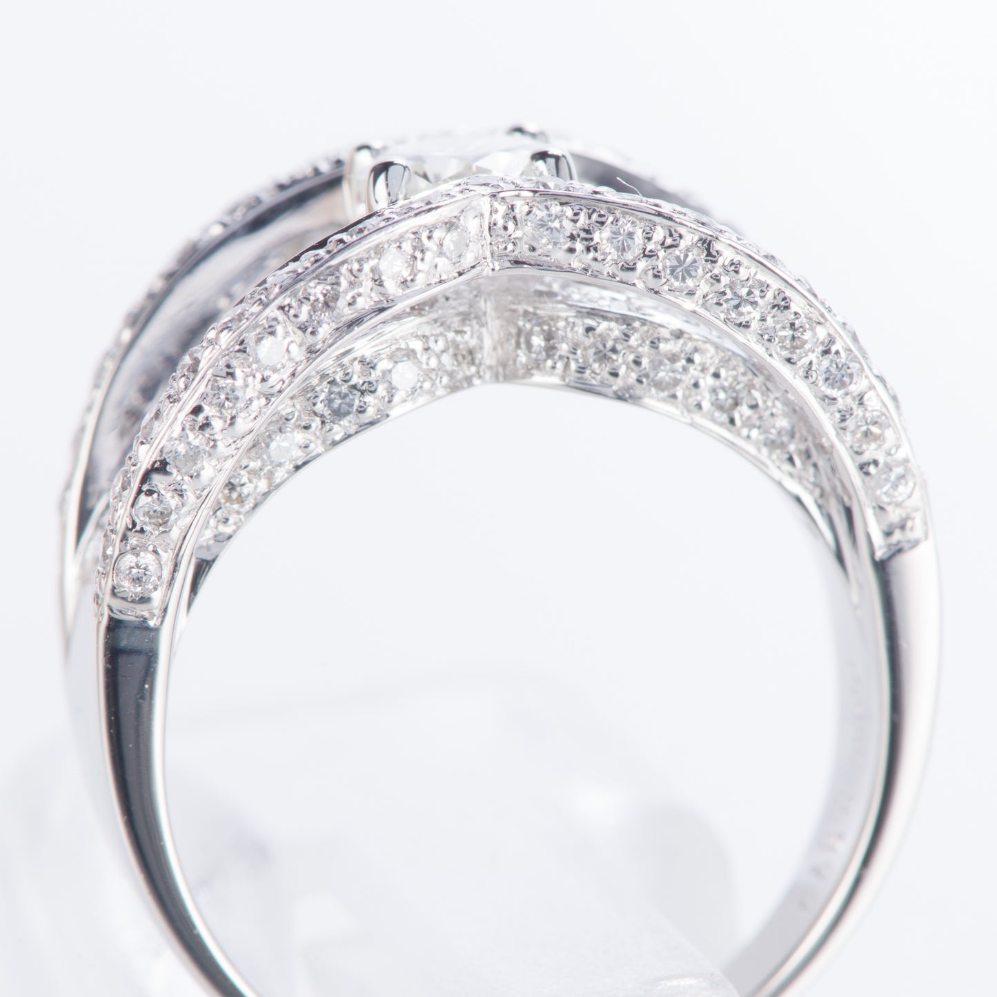 パヴェ ダイヤモンド プラチナリング 1.11twct (D: 0.503ct D: 0.61ct) Pt900 CGL