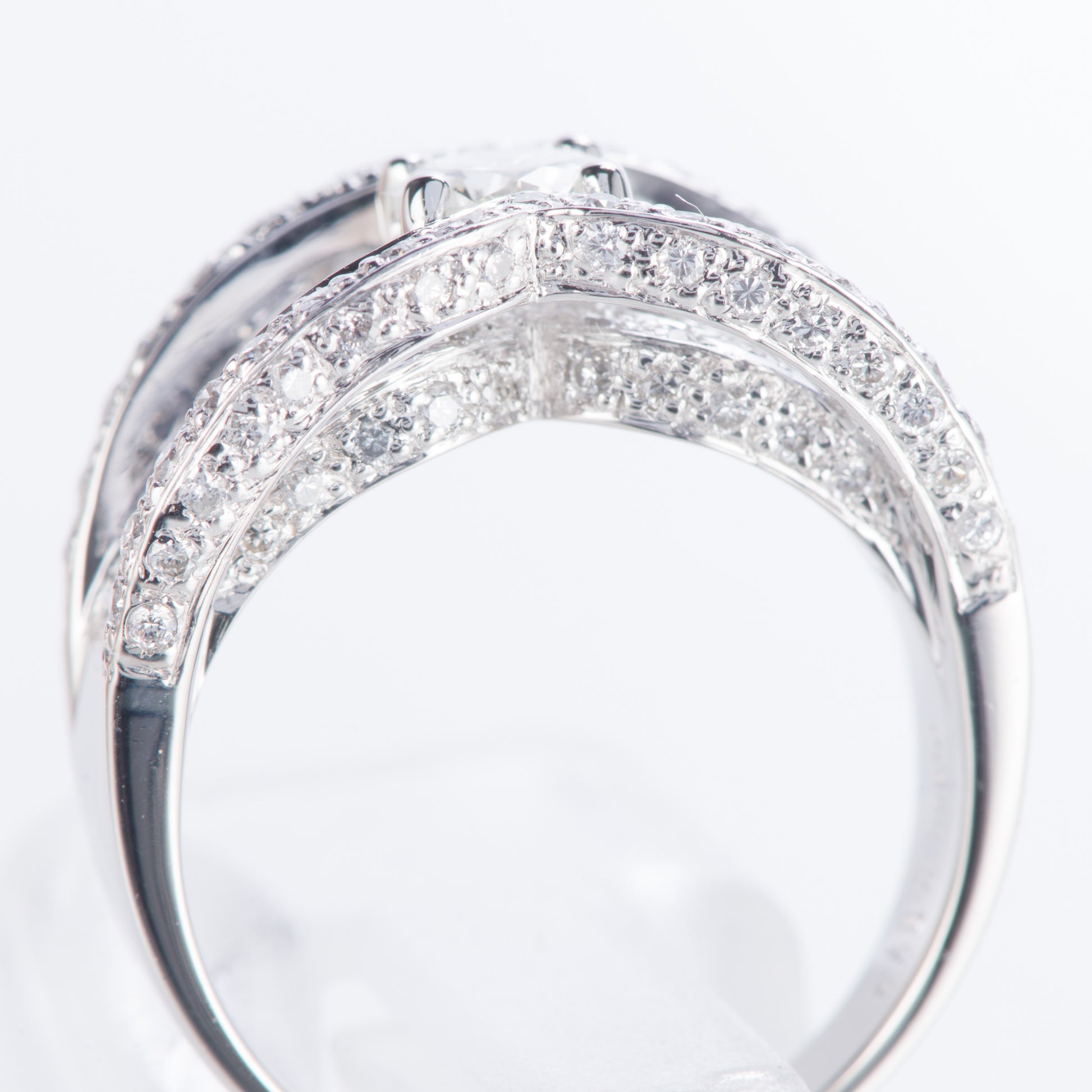 パヴェ ダイヤモンド プラチナリング 1.11twct (D: 0.503ct D: 0.61ct) Pt900 CGL