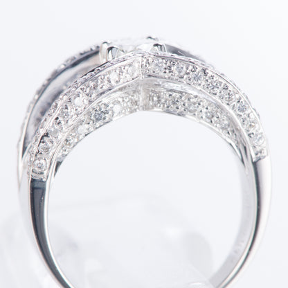 パヴェ ダイヤモンド プラチナリング 1.11twct (D: 0.503ct D: 0.61ct) Pt900 CGL