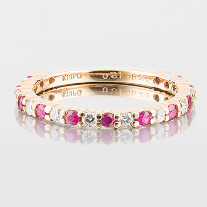1.9mm ルビー×ダイヤモンド イエローゴールド ハーフエタニティリング