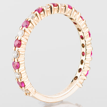 1.9mm ルビー×ダイヤモンド イエローゴールド ハーフエタニティリング