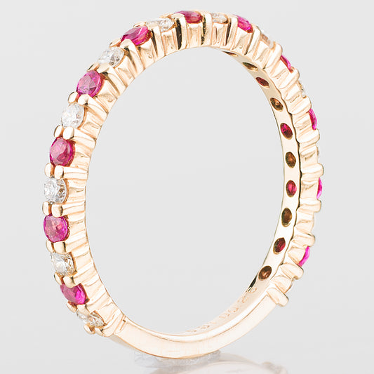 1.9mm ルビー×ダイヤモンド イエローゴールド ハーフエタニティリング