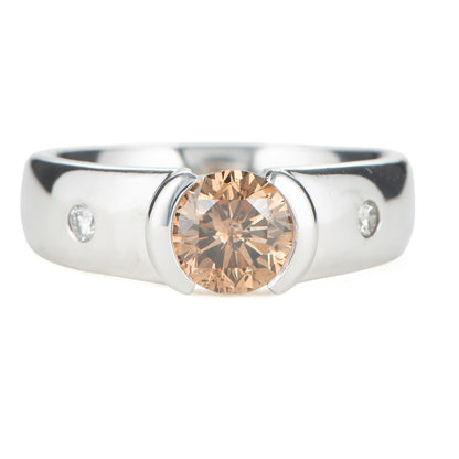 ブラウンダイヤモンド プラチナリング BrD: 1.02 ct D: 0.07ct Pt900