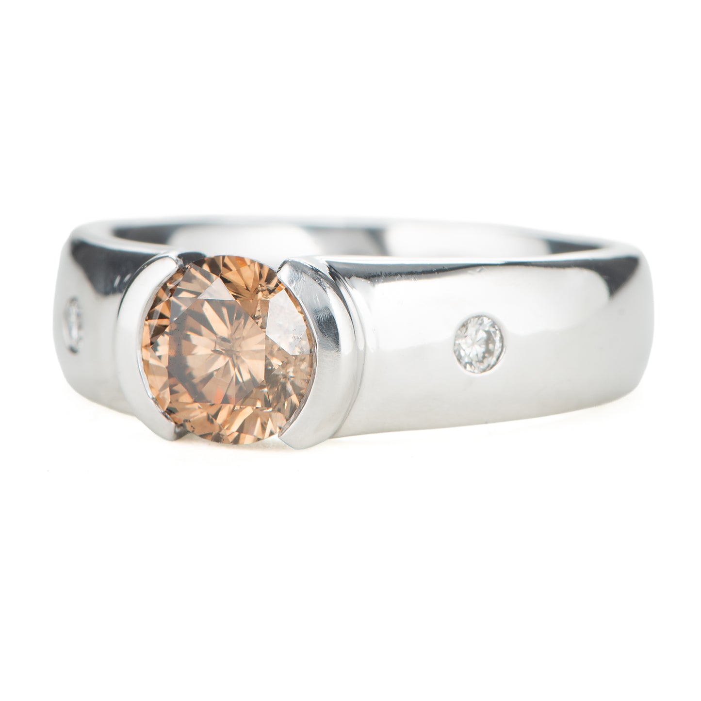 ブラウンダイヤモンド プラチナリング BrD: 1.02 ct D: 0.07ct Pt900