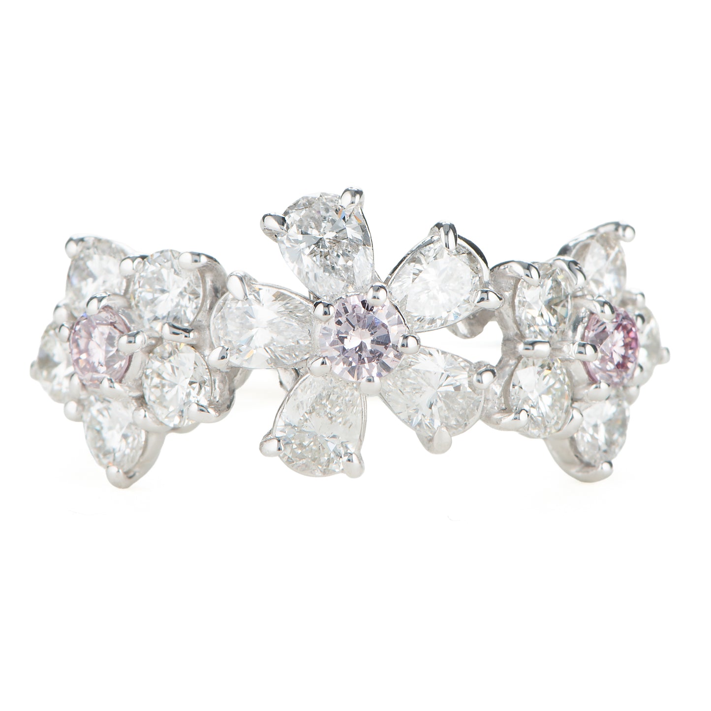 ブルーム ピンクダイヤモンドxダイヤモンド プラチナリング PD: 0.31ct 1.85ct Pt900 CGL