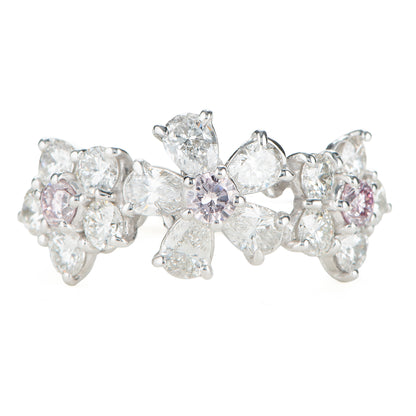 ブルーム ピンクダイヤモンドxダイヤモンド プラチナリング PD: 0.31ct 1.85ct Pt900 CGL