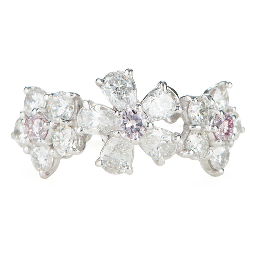 ブルーム ピンクダイヤモンドxダイヤモンド プラチナリング PD: 0.31ct 1.85ct Pt900 CGL