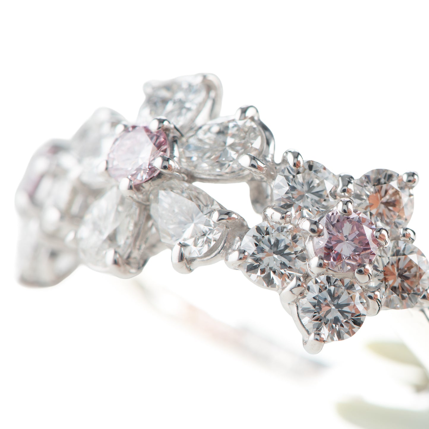 ブルーム ピンクダイヤモンドxダイヤモンド プラチナリング PD: 0.31ct 1.85ct Pt900 CGL