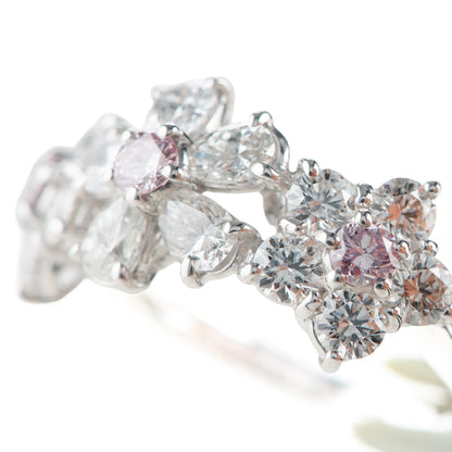 ブルーム ピンクダイヤモンドxダイヤモンド プラチナリング PD: 0.31ct 1.85ct Pt900 CGL