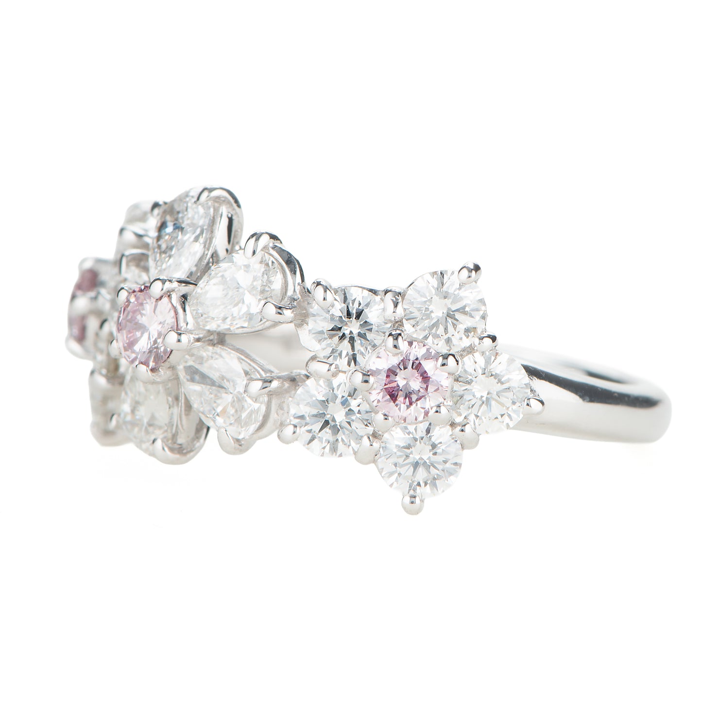 ブルーム ピンクダイヤモンドxダイヤモンド プラチナリング PD: 0.31ct 1.85ct Pt900 CGL