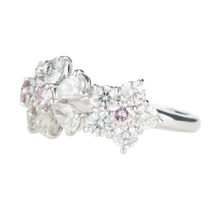 ブルーム ピンクダイヤモンドxダイヤモンド プラチナリング PD: 0.31ct 1.85ct Pt900 CGL