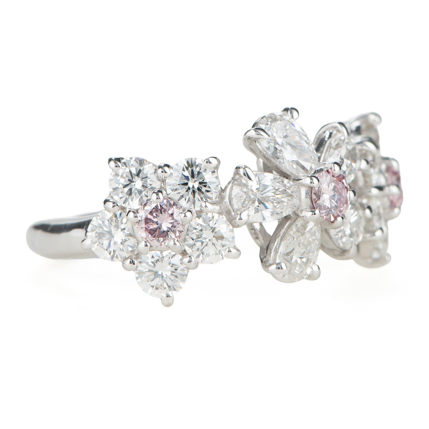 ブルーム ピンクダイヤモンドxダイヤモンド プラチナリング PD: 0.31ct 1.85ct Pt900 CGL