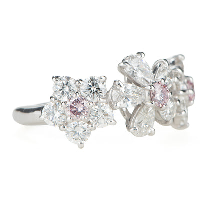 ブルーム ピンクダイヤモンドxダイヤモンド プラチナリング PD: 0.31ct 1.85ct Pt900 CGL