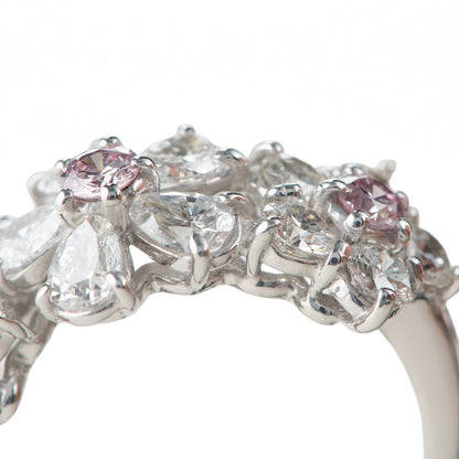 ブルーム ピンクダイヤモンドxダイヤモンド プラチナリング PD: 0.31ct 1.85ct Pt900 CGL
