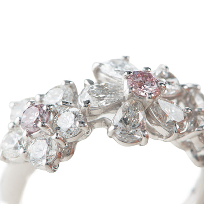 ブルーム ピンクダイヤモンドxダイヤモンド プラチナリング PD: 0.31ct 1.85ct Pt900 CGL