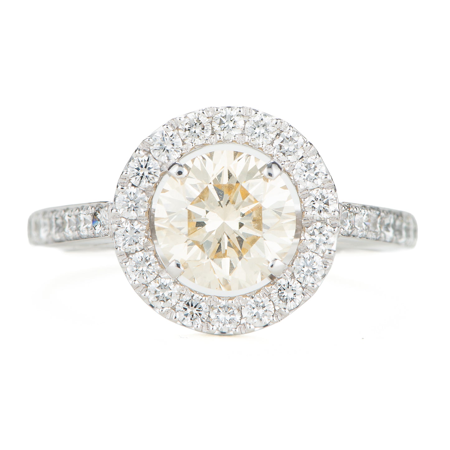 1.50ct ファンシーライトオレンジーイエローダイヤモンドリング プラチナ製 (1.50ctFancy Light Orangy Yellow SI2 Pt900)中宝研