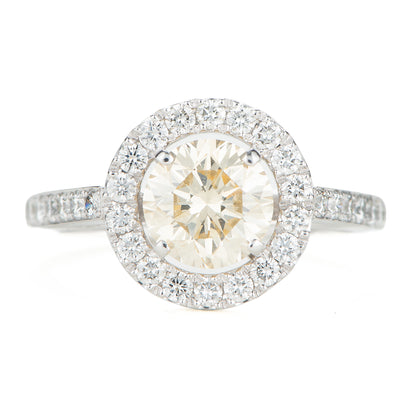 1.50ct ファンシーライトオレンジーイエローダイヤモンドリング プラチナ製 (1.50ctFancy Light Orangy Yellow SI2 Pt900)中宝研