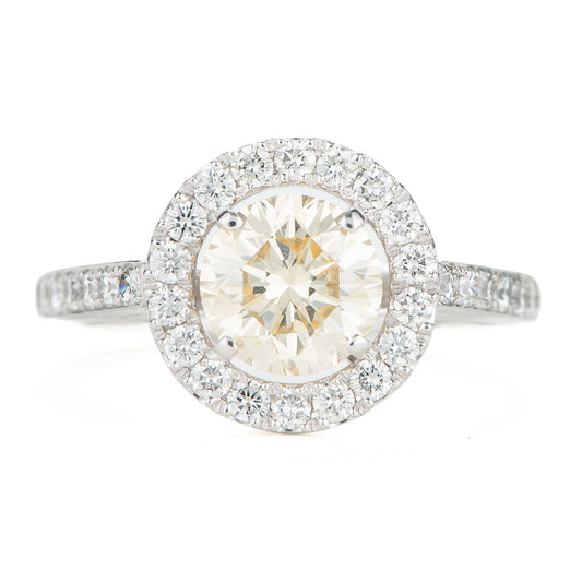 1.50ct ファンシーライトオレンジーイエローダイヤモンドリング プラチナ製 (1.50ctFancy Light Orangy Yellow SI2 Pt900)中宝研