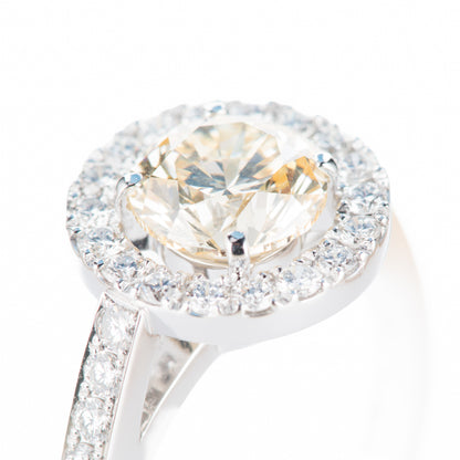 1.50ct ファンシーライトオレンジーイエローダイヤモンドリング プラチナ製 (1.50ctFancy Light Orangy Yellow SI2 Pt900)中宝研